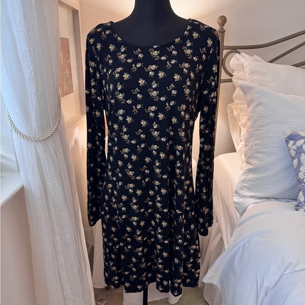 Rachel Zoe Black Floral Long Sleeve Dress